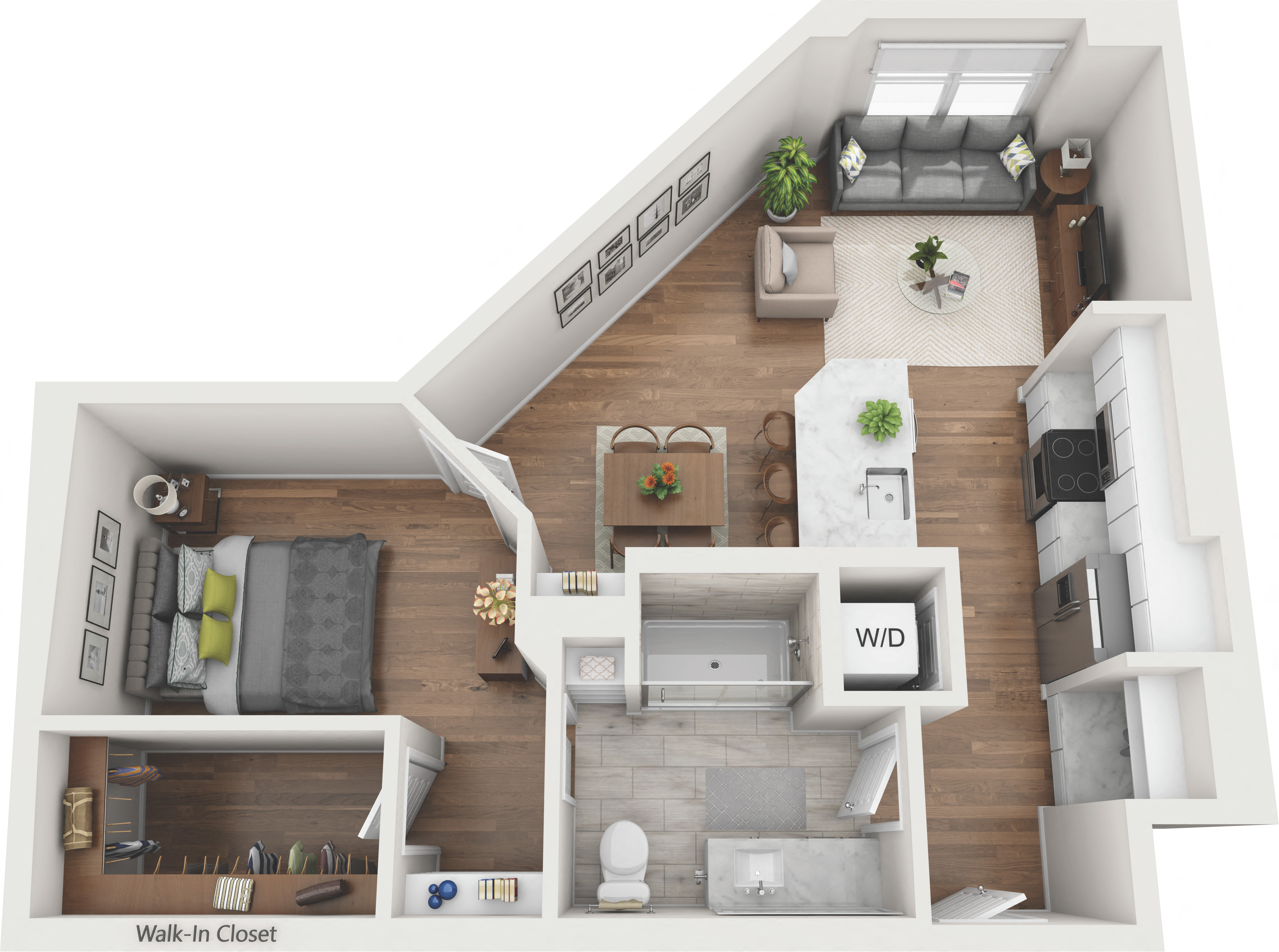 Floor plan for studio, 1 bath, 729 sqft